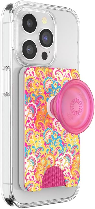 PopSockets Phone Wallet with Expanding Grip and Adapter Ring for MagSafe - Phone Card Holder, Wireless Charging