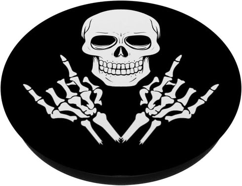 Rock Hands Skull Skeleton on Black Background PopSocket PopGrip: Swappable Grip for Tablets & Phones