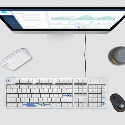 Zopsc Penguins Pattern Keyboard Keycaps Kit, PBT Keycap Set Space+ESC+Enter+Numpad Enter Key for Mechanical Keyboards