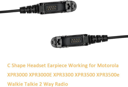 C Shape Headset Earpiece Mic with PTT for Motorola XPR3000 XPR3000E XPR3300 XPR3500 Walkie Talkie
