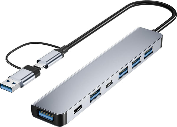 PANPEO Aluminum 7 in 1 USB C & USB Hub with USB 3.0, USB 2.0 Ports for PC/Laptops/MacBook Pro/Air