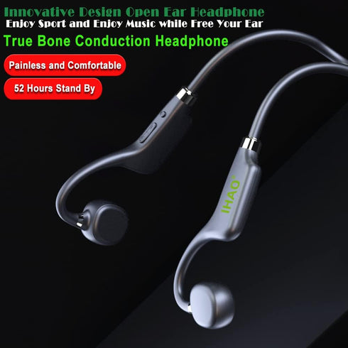 Headset MP3 IHAO True Bone Conduction Headphones Open Ear Able to be a Player with Micro Disk Stereo Bluetooth Earphone