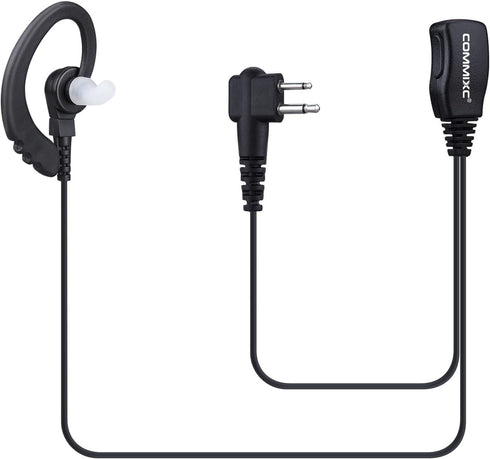 2-Pack Two-Way-Radio Earpieces with Mic PTT, 2.5mm+3.5mm 2 Pins Headset, Compatible with Motorola Walkie Talkies