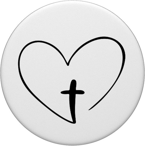 Christian Inspirational Pop Socket, Jesus Cross and Heart, PopSockets Standard PopGrip