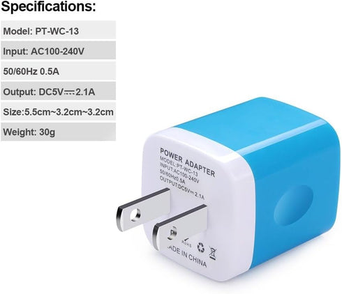 Charging Block, Wall Charger Sicodo 3-Pack Dual Port USB Home Travel Wall Charger Plug Compatible with iPhone 15/14/13/12/11/SE/X/8 Pro Max, Plus, Samsung Galaxy S24 S23 S22 S21 S20e S10 Plugs Note 20