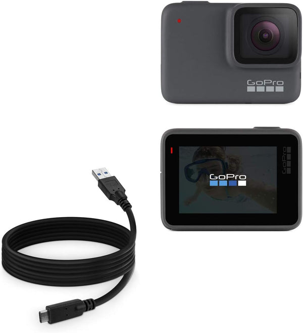 BoxWave Cable Compatible with GoPro Hero 7 Silver - DirectSync USB 3.0 A to USB 3.1 Type C, 6ft, Black