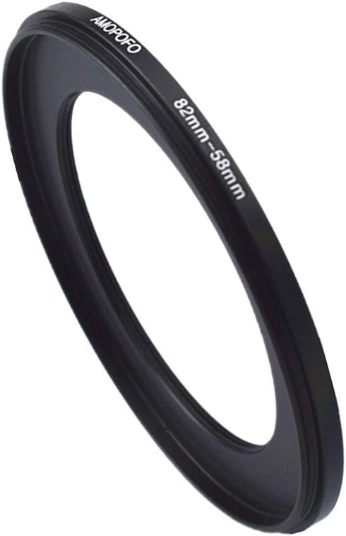 82 to 58mm Metal Step Down Rings Filter Adapter for UV, ND, CPL, Compatible with All 82mm Camera Lenses & 58mm