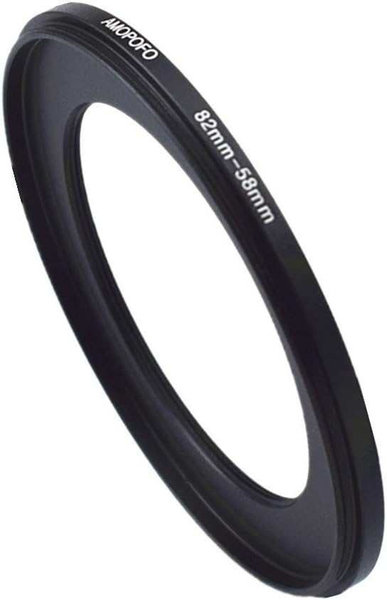 82 to 58mm Metal Step Down Rings Filter Adapter for UV, ND, CPL, Compatible with All 82mm Camera Lenses & 58mm