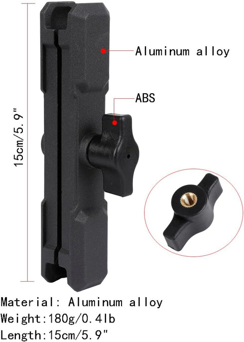 Double Socket Arm Aluminum Alloy Long Arm Full Length 5.9",Compatible with RAM Mounts and Motorcycle/Bike/Car Cellphone Holder with 1 Inch Ball