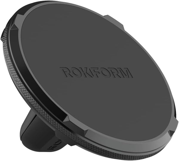 ROKFORM Double Magnetic Air Vent Holder, Aluminium Car Holder, Super Grip Clip, Black, Compatible with MagSafe Phones