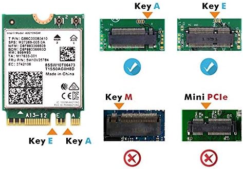 TelDaykemei Wi-Fi 6E AX210 Bluetooth 5.2 + 5374Mbps 2.4Ghz 5Ghz 6Ghz M.2 2230 Key E Desktop Kit Wireless Adapter AX210NGW Gigabit Network Card 802.11ax/ac MU-MIMO OFDMA Windows 10 with 6Dbi Antenna