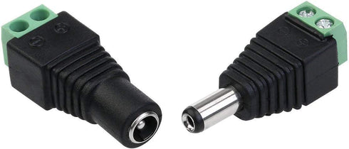 5.5mm x 2.1mm DC Barrel Jack Connector DC 12V Adapter DC Female Socket Male Plug DIY DC Terminal Connector for CCTV Camera, LED Strip Light or other DC 5V-24V Devices (5 Female + 5 Male)