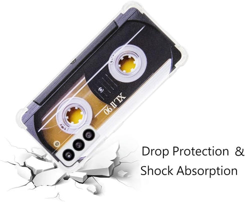 Case for Galaxy S21 5G, Shockproof Scratchproof TPU Soft Bumper Retro Music Cassette Tape Case for Samsung Galaxy S21 5G