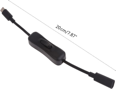 Vugyue 4 Black Power Switch USB C Male to Female Type C Extension Cable, Extension Cable Inline On/Off Switch for Power