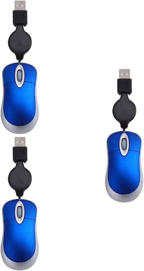 Hemobllo Wired Mouse - 3 Pcs Mini Mouse for Laptop, USB Optical Mouse, Portable Corded Mouse for Computer PC