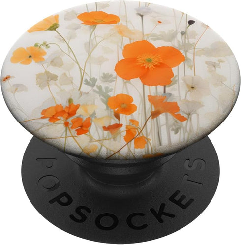 Chic Floral Pattern Orange Mixed Wildflower Bouquet PopSockets Standard PopGrip