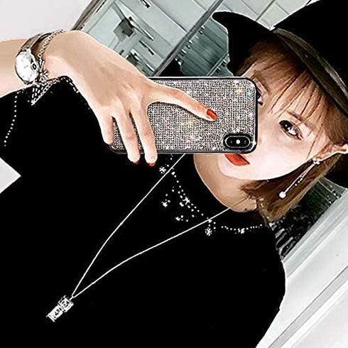 LUVI Luxury Fashion Glitter Case for iPhone Xs Max, Bling Glossy Crystal Rhinestone Protective Cover, Silver