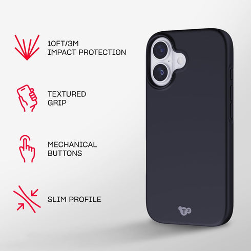 tech21 17 EvoLite Case for iPhone Black | Slim Protective Case | Impact Protection | Wireless Charging Compatible