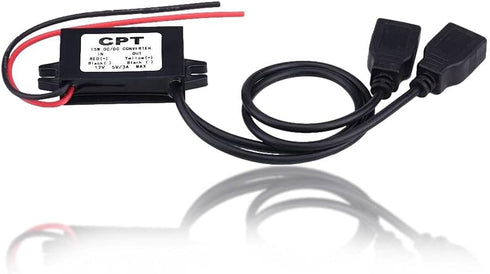 Keenso Waterproof DC Converter 3A, DC 12V to DC 5V Dual USB Adapter Module for Car Motorcycle