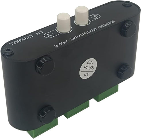 2-Way Stereo Amplifier Speaker Selector, AB Speaker Switch 2 Zone Distribution, Amp Switcher Box