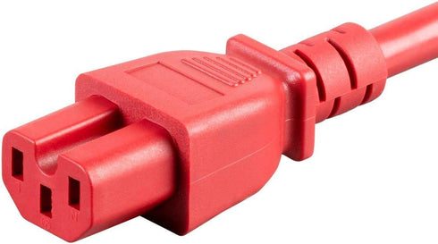 Monoprice Heavy Duty Power Cable - IEC 60320 C14 to C15, 15 Amp, 3 Feet, SJT, 125 Volt, 14AWG, Red