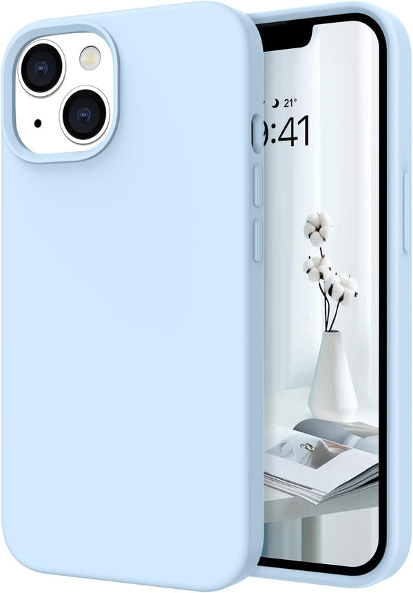Telaso iPhone 13 Case, Baby Blue Liquid Silicone Soft Gel, Slim Fit, Shockproof, Microfiber Lining, 6.1 inch.