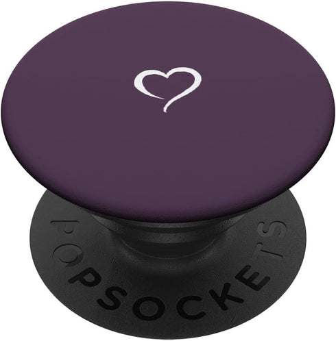 Plum Purple Hand Drawn Heart Minimalist Love: PopSockets Swappable PopGrip