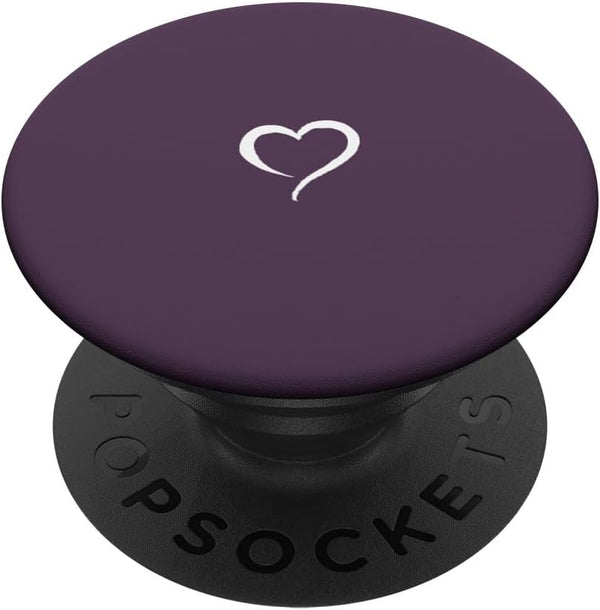 Plum Purple Hand Drawn Heart Minimalist Love: PopSockets Swappable PopGrip