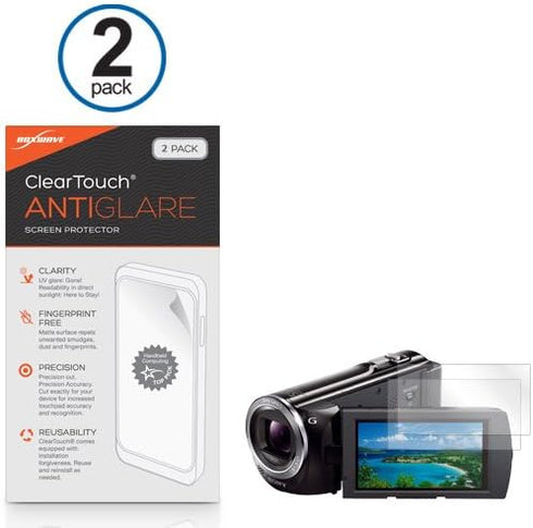 BoxWave ClearTouch Anti-Glare Screen Protector for Sony HDR-PJ380 - 2-Pack, Anti-Fingerprint Matte Film