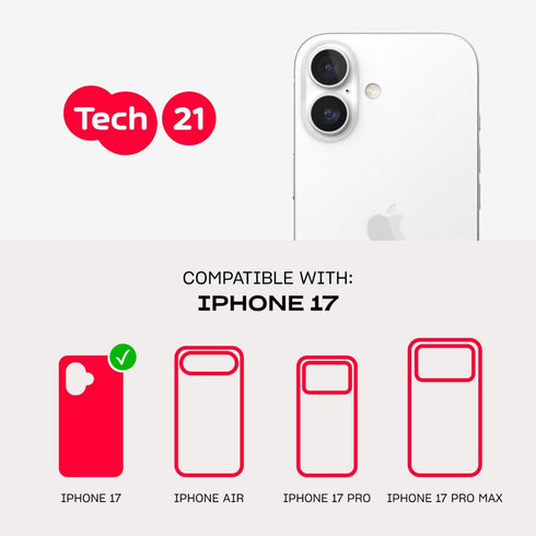 tech21 17 EvoLite Case for iPhone Black | Slim Protective Case | Impact Protection | Wireless Charging Compatible