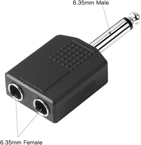 Jelanry 1/4" 6.35mm Stereo Plug Male to Dual 1/4" 6.35mm Jack Female Splitter Adapter for Guitar, Headphone