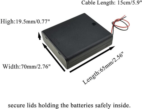 HAHIYO 6V AA Battery Holder Bundle with Wire, Sturdy Cover, Flexible Springs, Built-in Switch, 3 Pieces for Wall