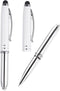 PATIKIL 2 Pack Ballpoint Pen with Stylus Tip and LED Flashlight, 3 in 1 Metal Pen Black Ink 1.0mm for Touch Screens