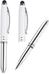 PATIKIL 2 Pack Ballpoint Pen with Stylus Tip and LED Flashlight, 3 in 1 Metal Pen Black Ink 1.0mm for Touch Screens