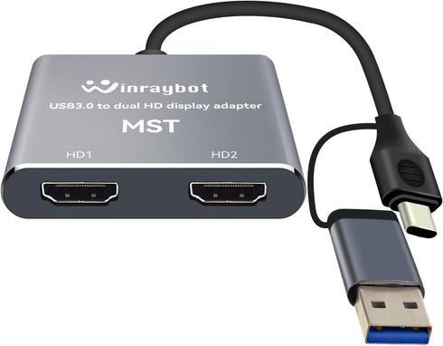 USB to HDMI Adapter for 2 Monitors, USB3.0 to Dual HDMI Adapter for 3 Monitors, External Video & Graphics