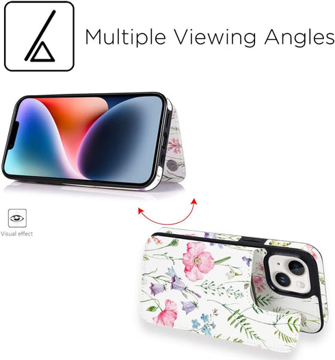 uCOLOR Flip Leather Wallet Case Card Holder Compatible with iPhone 13 6.1, iPhone 14 6.1, Women with Card Holder