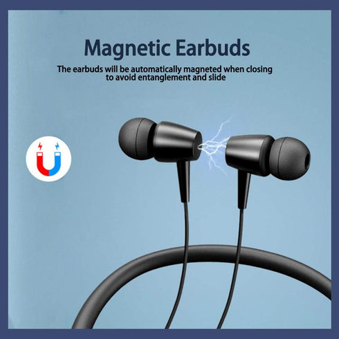 Bluetooth Wireless Neckband Headphones, Bluetooth 5.0, 20H Playtime, Magnetic Earbuds, Noise Cancelling Mic (Black)