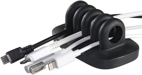 Desktop Cable Organizer, Weighted with 4 Reusable Cable Ties, No Bad Smell (Black)