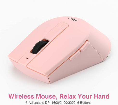 Rii RKM709 Wireless Keyboard and Mouse Combo - 2.4GHz Ultra-Slim Multimedia Office Keyboard for PC, Laptop, Desktop
