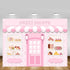 MEHOFOND 7x5ft Pink Sweet Shoppe Backdrop Dessert Parlor for Girls Birthday Photography Background Kids Party Banner
