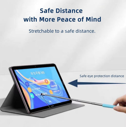 Universal Telescopic Stylus Pen for Touch Screens, Retractable Pointer Stick & Stylus with Flocking Tip (Blue)