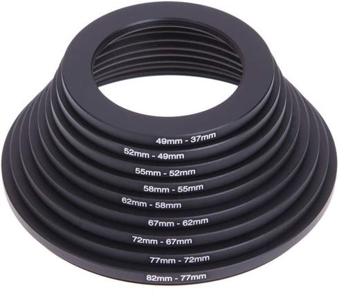 18Pcs Filter Ring Adapter Set - 37-82mm Metal Step Up/Down Rings Lens Adapter Filter Set for Digital SLR Camera