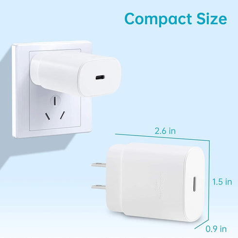 Super Fast Charger 25W USB Type C Block with 8FT Cable for Samsung Galaxy S24/S23/S22 Ultra/S21/S20/Note 10/20