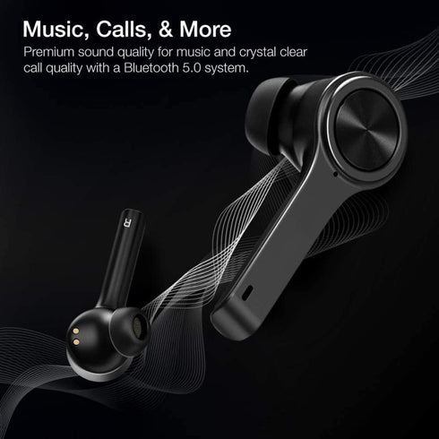 Wireless Earbuds with Immersive Sounds True 5.0 Bluetooth in-Ear Headphones with Charging Case/Quick-Pairing Stereo Calls/Built-in Microphones/IPX5 Sweatproof/Pumping Bass for Sports Black