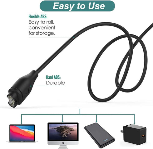 E ECSEM Compatible with Garmin Forerunner 45 Charger, Replacement Charging Cable Cord for Garmin Forerunner 45, Forerunner 45s Smart Watch,Black (2Pack) by E ECSEM