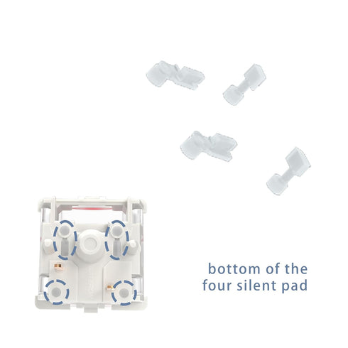 GATERON Silent Silver Keyboard Switches, Dual-Rail Fully Silent 3 Layer 5 Pin Linear DIY RGB (10PCS)