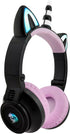 Unicorn Bluetooth Headphones for Girls, Foldable Light Up Kids Wireless Headphones for Toddlers, Birthday Gifts (Black)