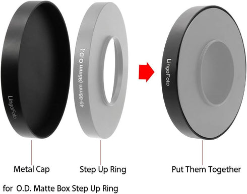 Metal Cap for 95mm/85mm/80mm O.D. Matte Box Step Up Ring, Camera Lens Protection Cover for LingoFoto