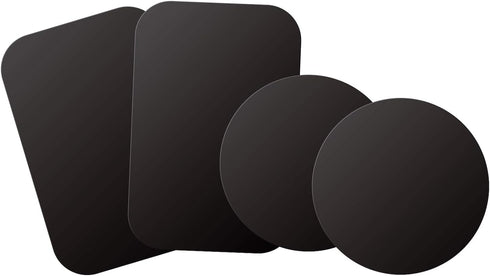 WixGear Mount Metal Plate with Adhesive for Magnetic Cradle-Less Mount - 4 Pack (2 Rectangle, 2 Round) Black