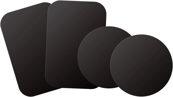 WixGear Mount Metal Plate with Adhesive for Magnetic Cradle-Less Mount - 4 Pack (2 Rectangle, 2 Round) Black
